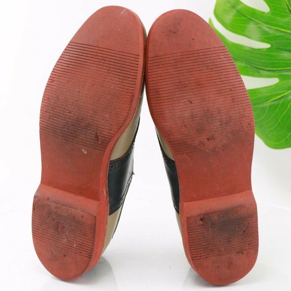 Vintage Cole Haan USA Saddle Oxford Men Size 9.5 D Beige Navy Blue Leather Comfy - Picture 9 of 12
